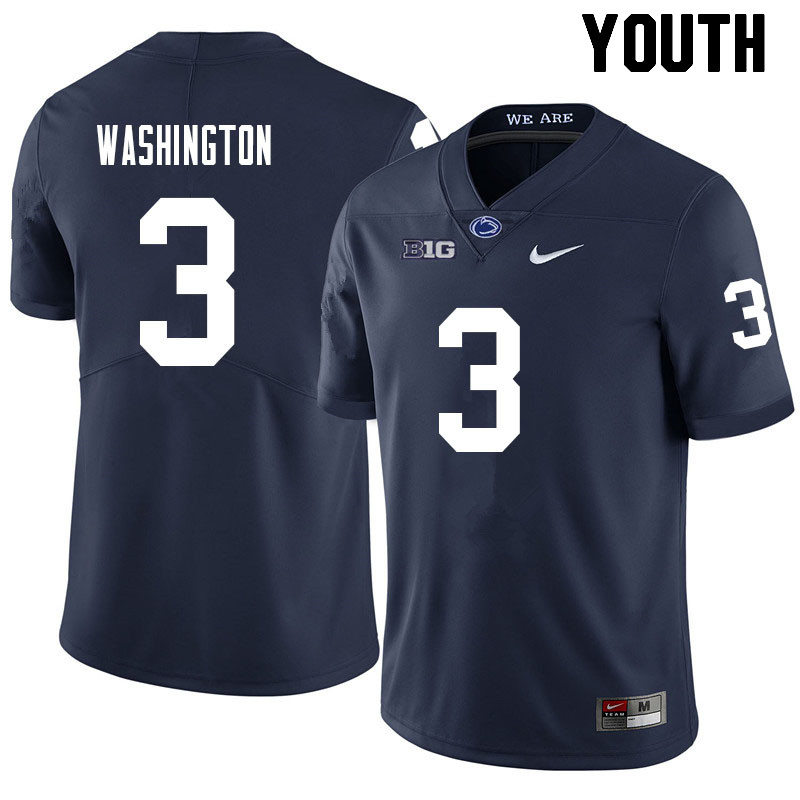 Youth #3 Parker Washington Penn State Nittany Lions College Football Jerseys Sale-Navy - Click Image to Close